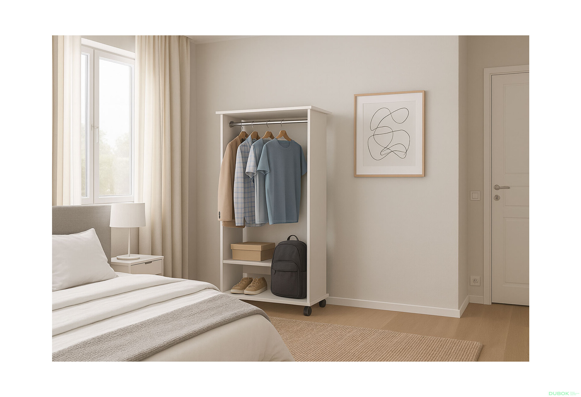 Fotografie 1 - Garderobní stojan s tyčí D2 85 cm Bílá