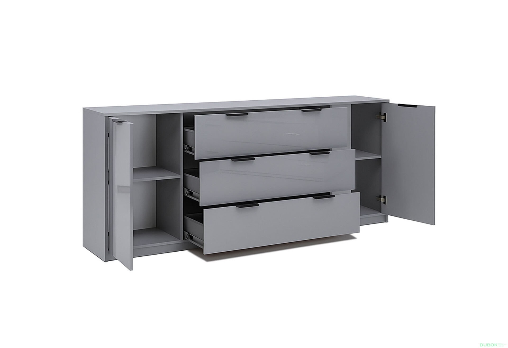 Fotografie 4 - Komoda Roma Color 2 dveře 3 šířky 2,0m lesklá šedá láva