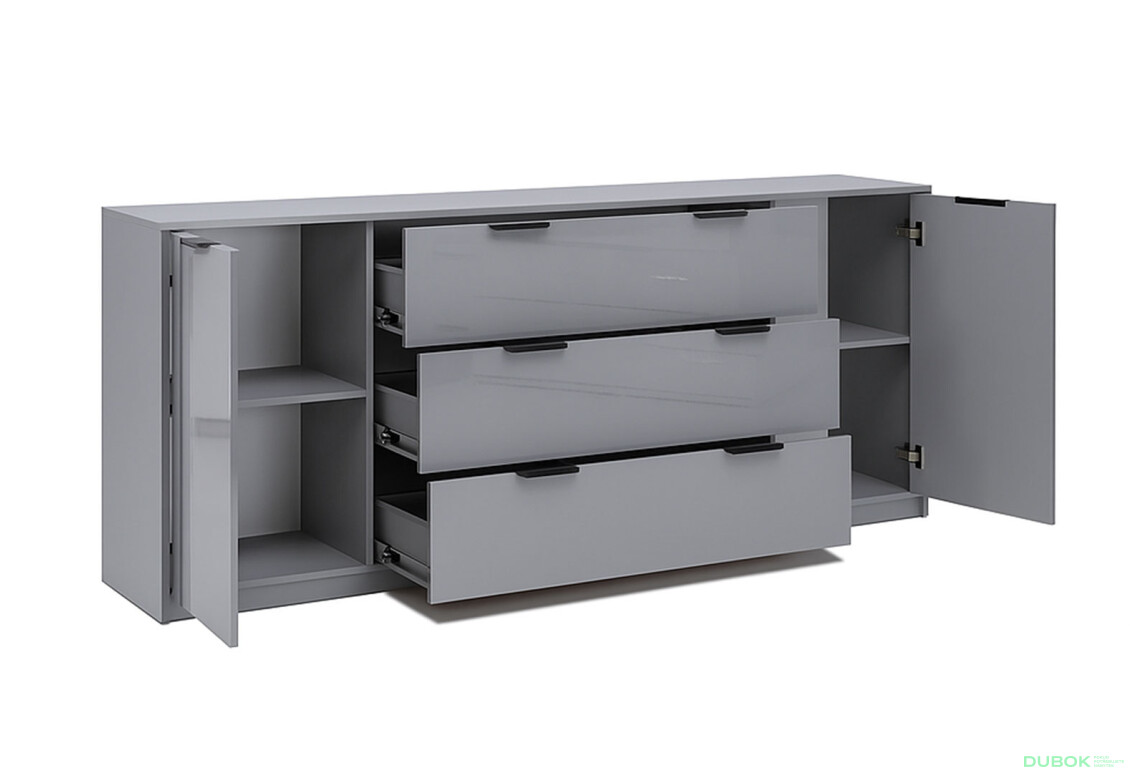 Fotografie 4 - Komoda Roma Color 2 dveře 3 šířky 2,0m lesklá šedá láva