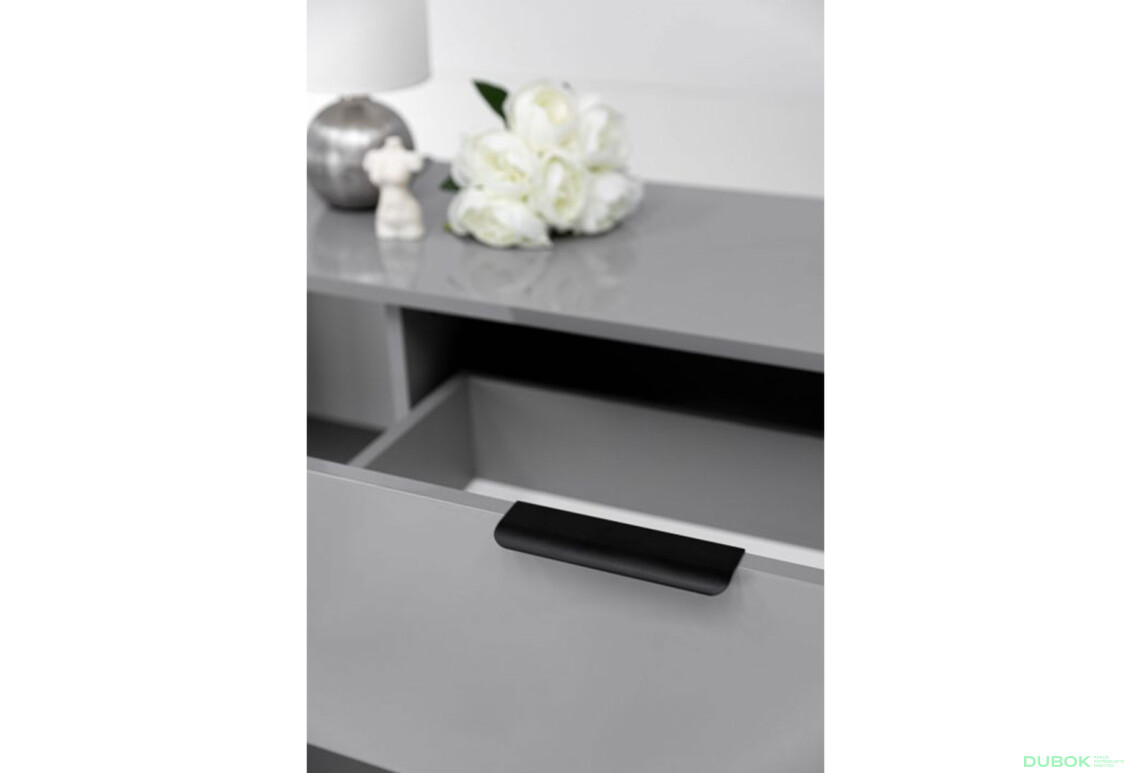 Fotografie 6 - Komoda Roma Color 2 dveře 3 šířky 2,0m lesklá šedá láva