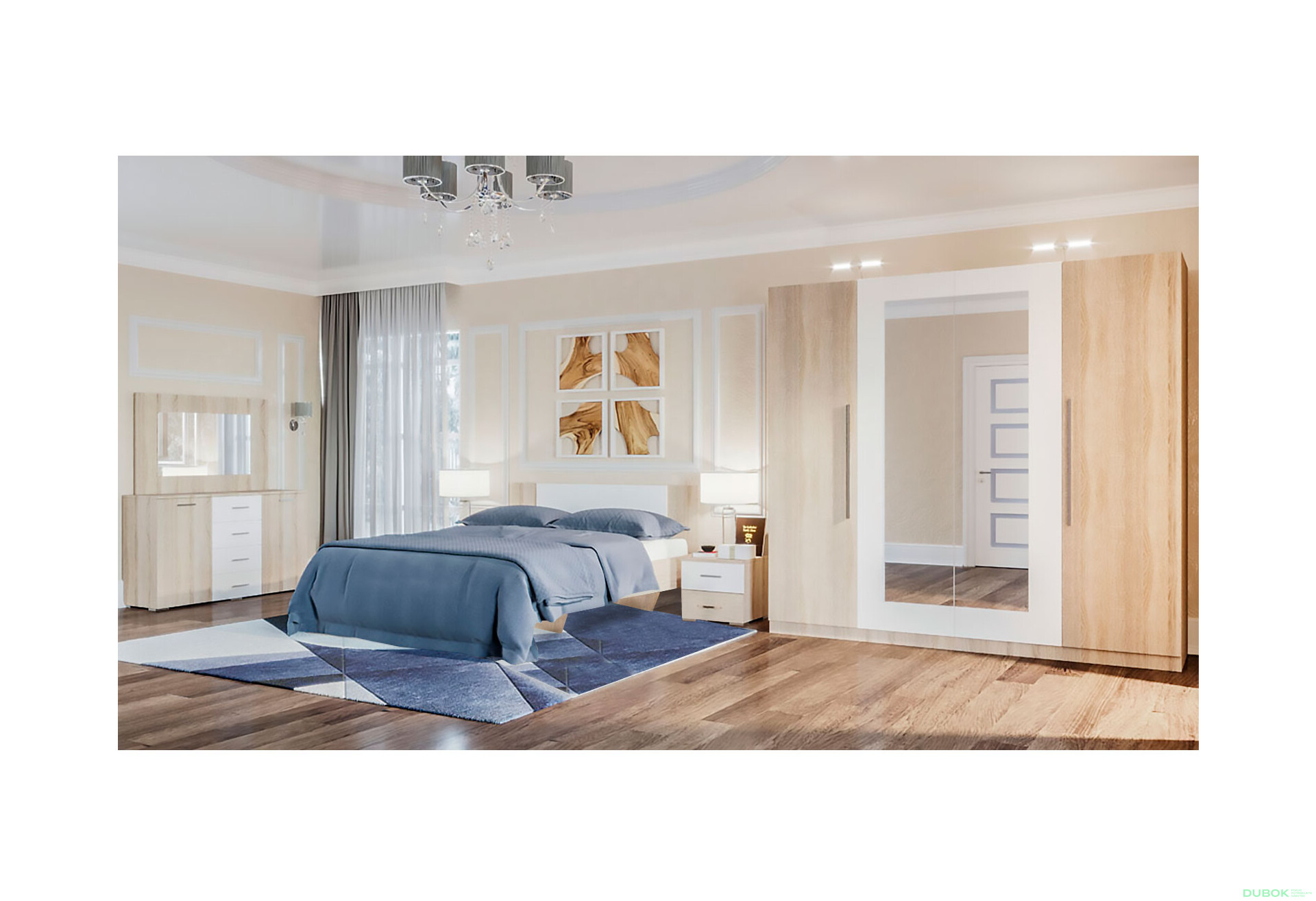 Ložnicová sestava Lily Nova (dub sonoma / bílá) - Fotografie 1 Fotografie 1 - Ložnicová sestava Lily Nova (dub sonoma / bílá)