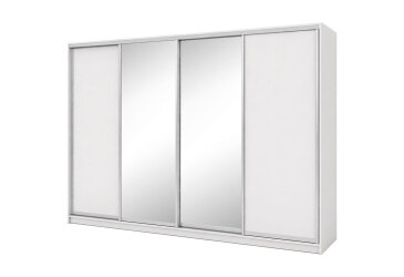 Skříň s posuvnými dveřmi 2400x3000x600 2LTD 2 zrcadla nymphea alba, profil stříbrný