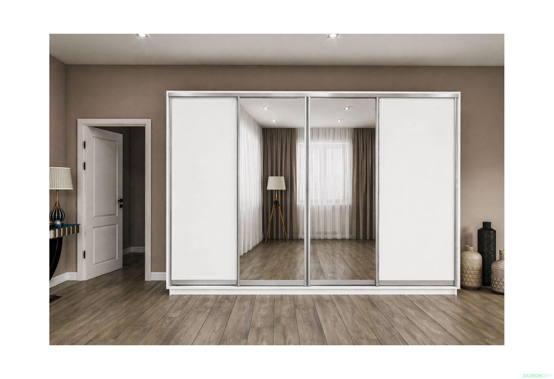 Fotografie 2 - Skříň s posuvnými dveřmi 2400x3000x600 2LTD 2 zrcadla nymphea alba, profil stříbrný