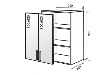 V46 Skříňka 2D 60 Vitrína AL Flat