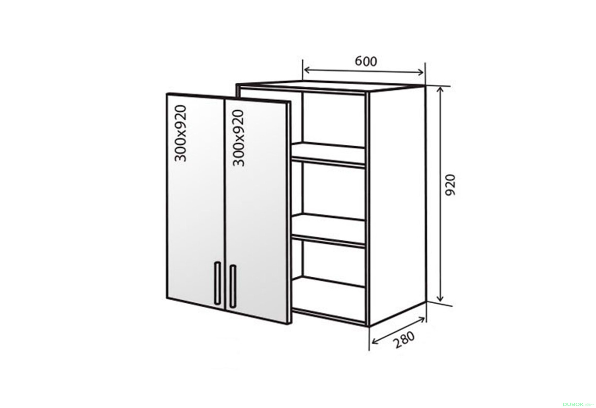 Fotografie 1 - V46 Skříňka 2D 60 Vitrína AL Flat