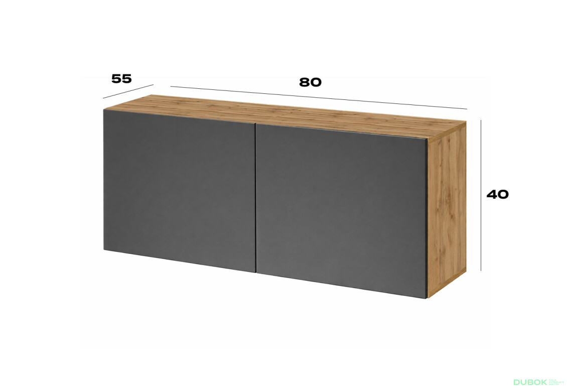 Fotografie 2 - Nástavec na skříň 80 cm dub apalačský / grafit Space