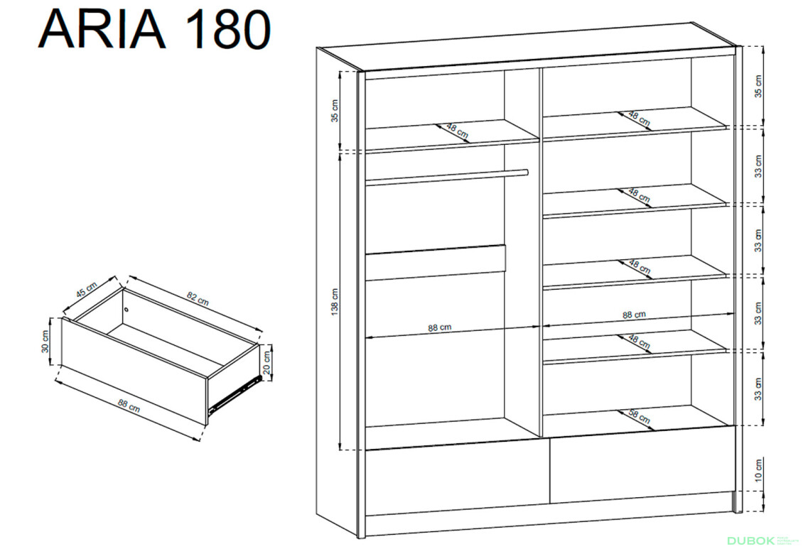 Skříň Aria I 180 bílý / bílý lesk - Fotografie 4 Fotografie 4 - Skříň Aria I 180 bílý / bílý lesk