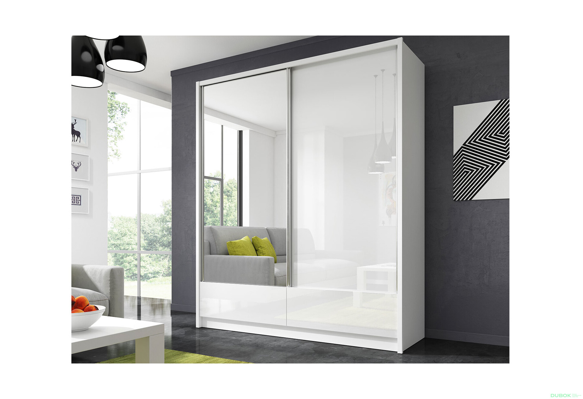 Skříň Aria I 180 bílý / bílý lesk - Fotografie 3 Fotografie 3 - Skříň Aria I 180 bílý / bílý lesk