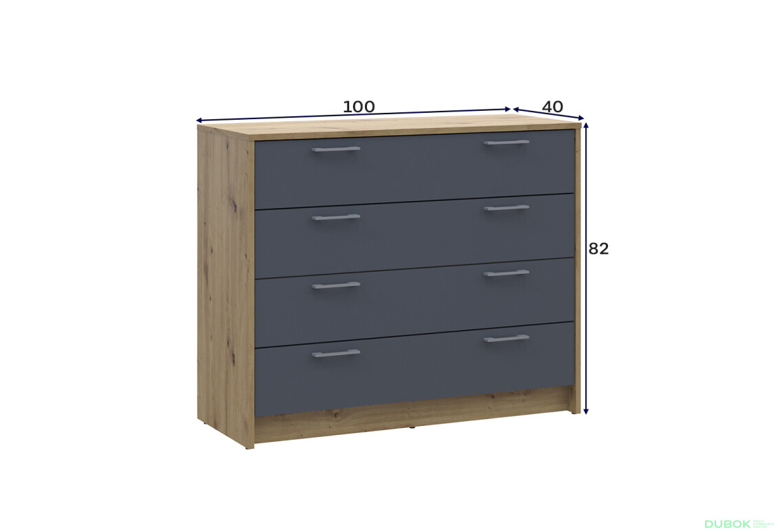Fotografie 6 - Komoda Rondi 4 zásuvky 100x40x82 dub artisan / grafit