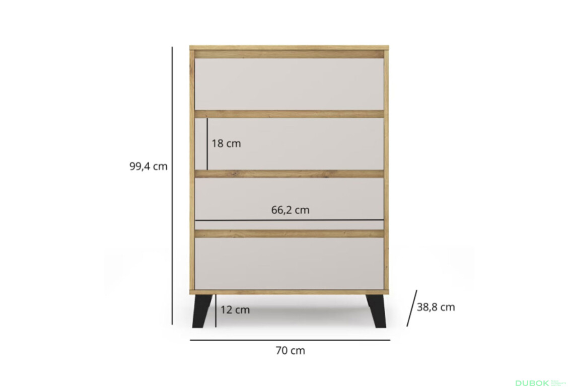 Fotografie 6 - Komoda Borg 4s/70 dub artisan / kašmír