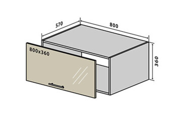 V68 horní skříňka nad digestoř vitrína 80 Flat