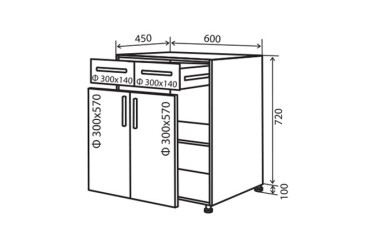 N26 Skříňka 2Š2D 60 Flat