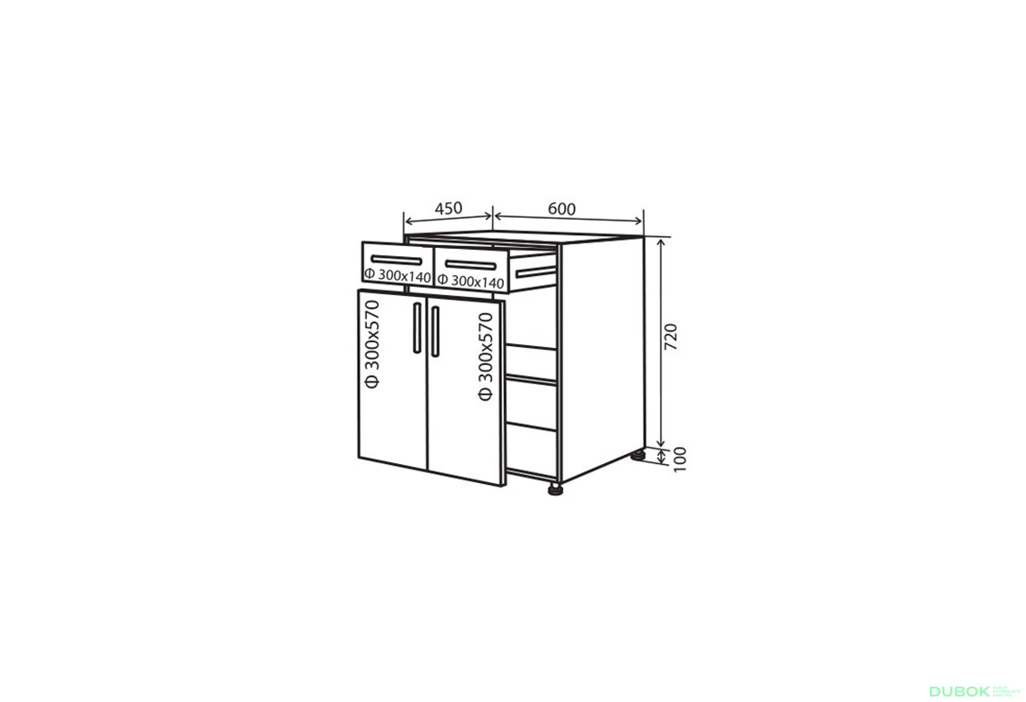 N26 Skříňka 2Š2D 60 Flat