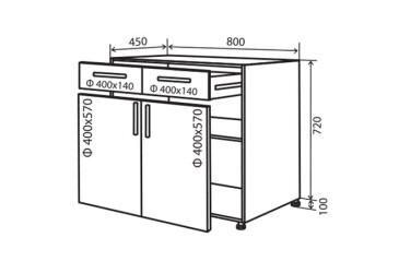 N27 Skříňka 2Š2D 80 Flat