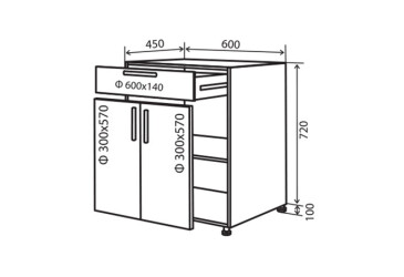 N30 Skříňka 1Š2D 60 Flat