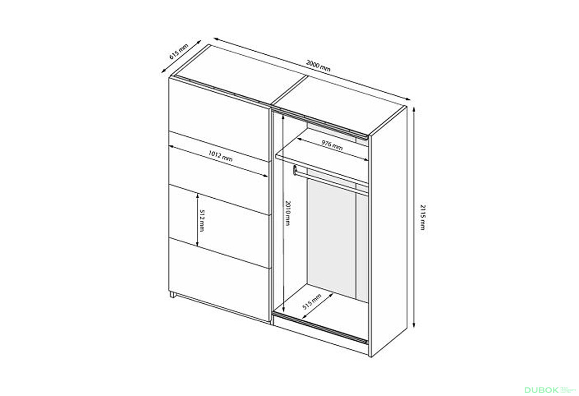 Fotografie 5 - Skříň s posuvnými dveřmi 2.0х2.1m (Dveře bílý lesk) Mila