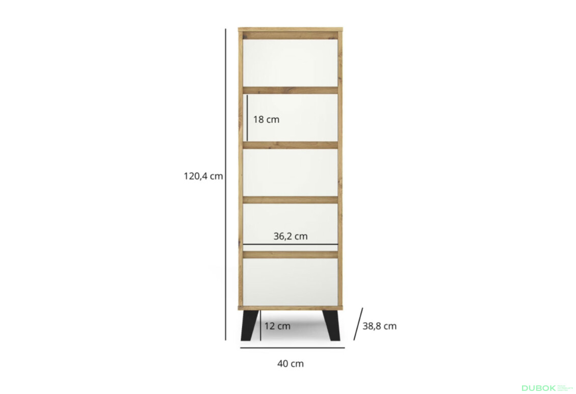 Fotografie 5 - Komoda Borg 5s/40 dub artisan / bílá