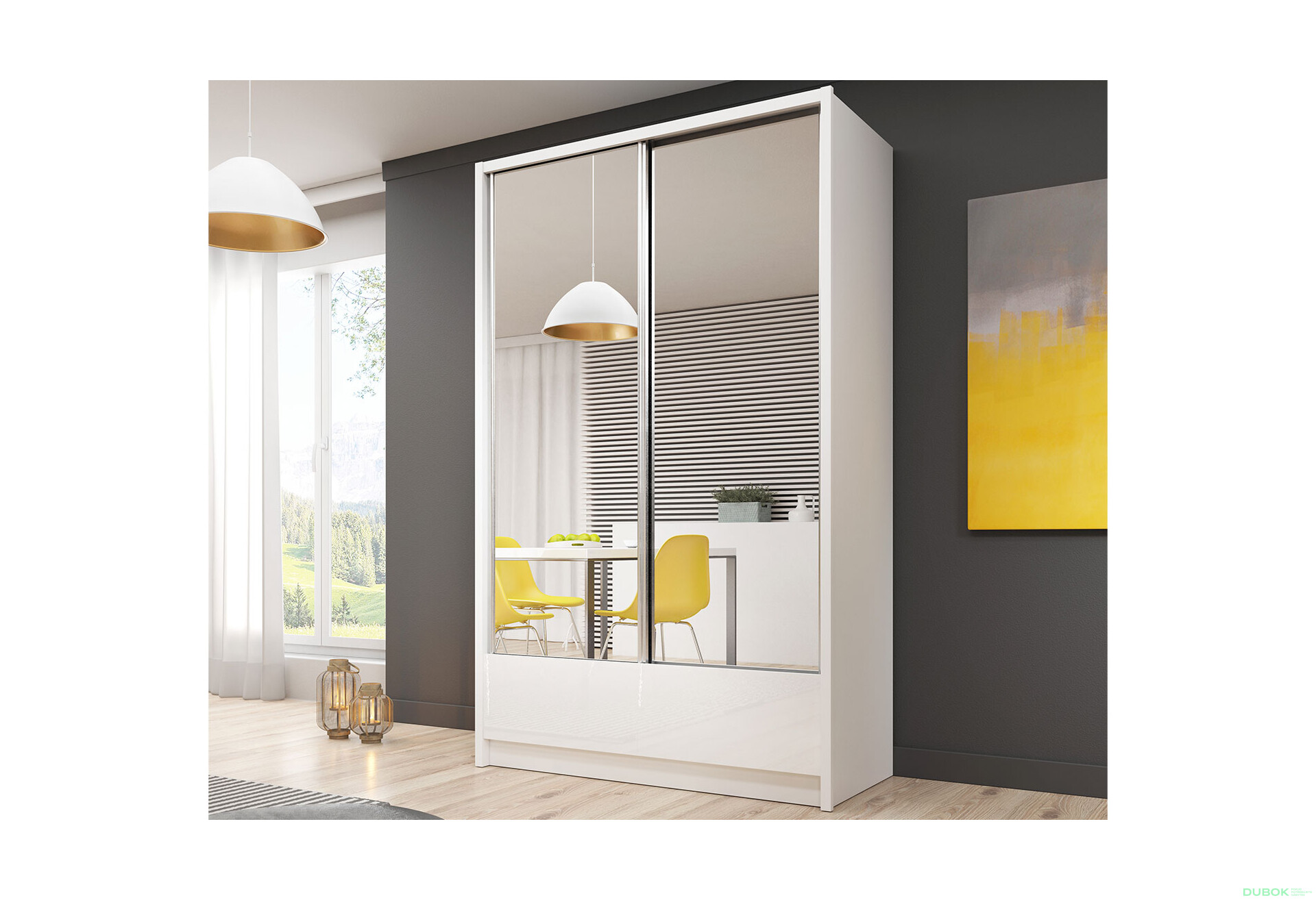 Skříň Aria II 130 bílý / bílý lesk - Fotografie 3 Fotografie 3 - Skříň Aria II 130 bílý / bílý lesk