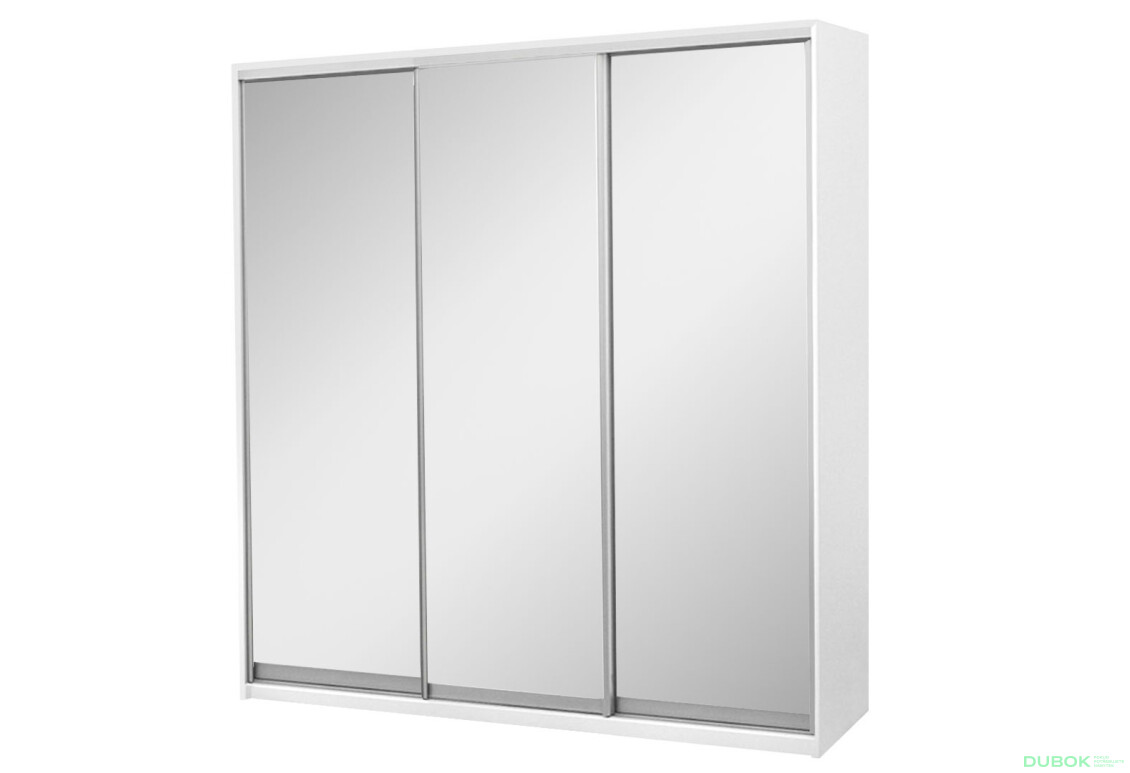 Fotografie 1 - Skříň s posuvnými dveřmi Komforto 3 zrcadla 222x240x60 cm bílá