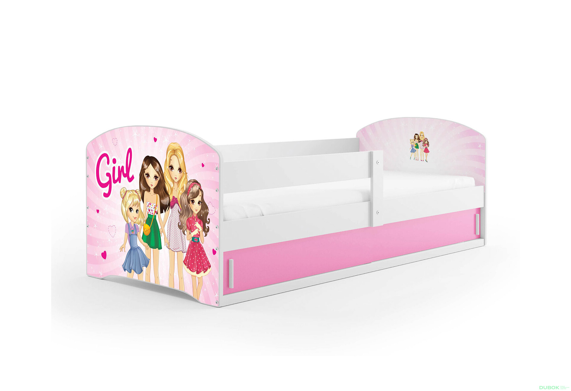 Fotografie 1 - Postel Luki 1 bílé Girls 80x160 cm s roštem, matrací