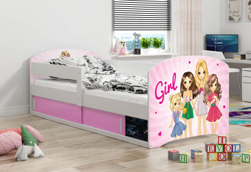 Postel Luki 1 bílé Girls 80x160 cm s roštem, matrací