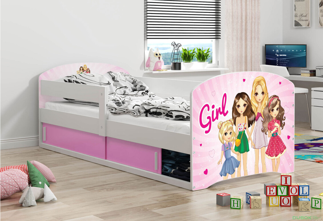 Fotografie 2 - Postel Luki 1 bílé Girls 80x160 cm s roštem, matrací