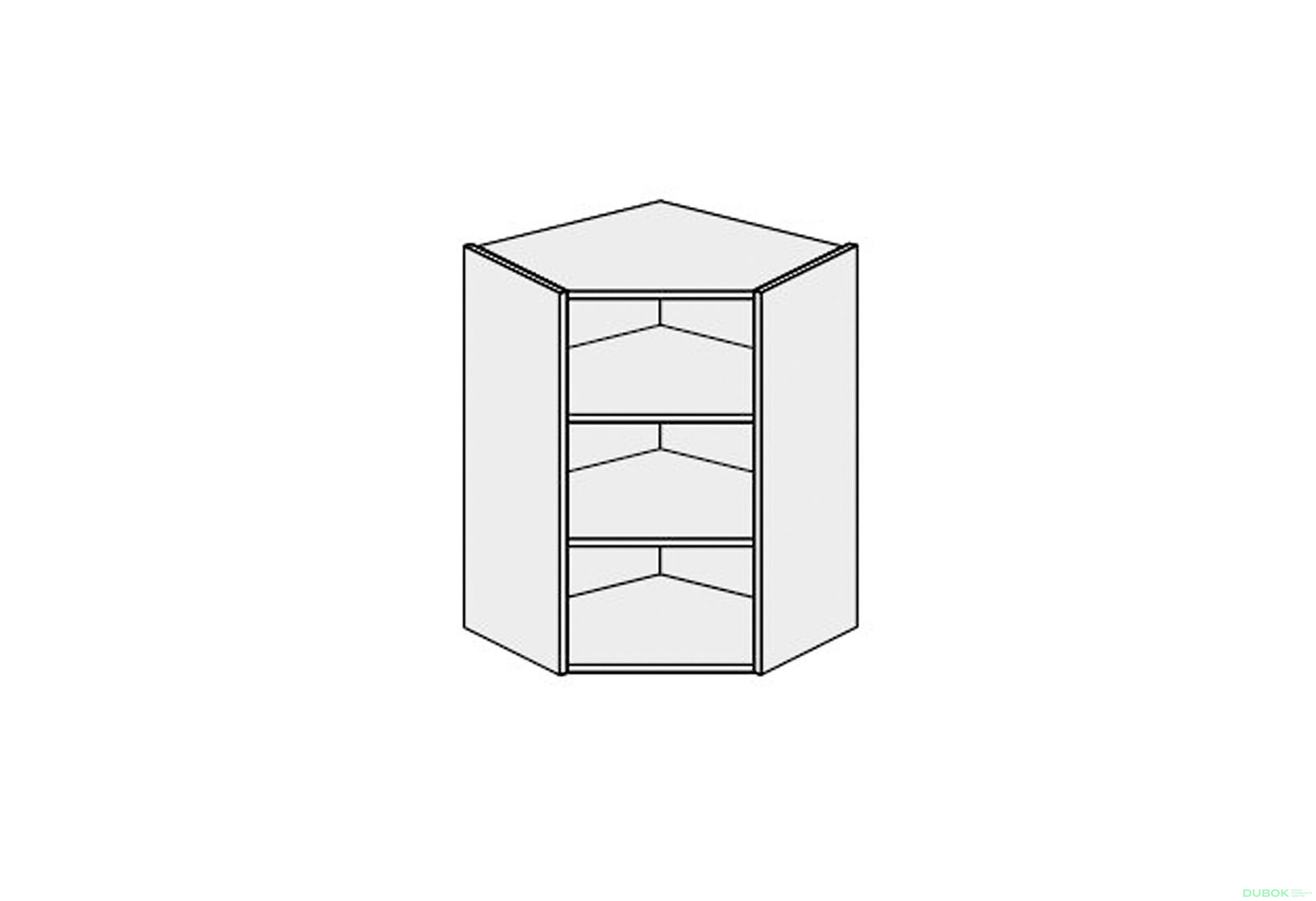 Korpus KoutV 45° 1dveřová 600x600 Pro Blum 720mm - Fotografie 1 Fotografie 1 - Korpus KoutV 45° 1dveřová 600x600 Pro Blum 720mm