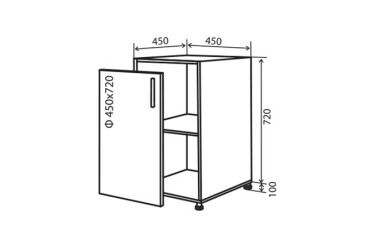 N4 Skříňka 1D 45 Flat