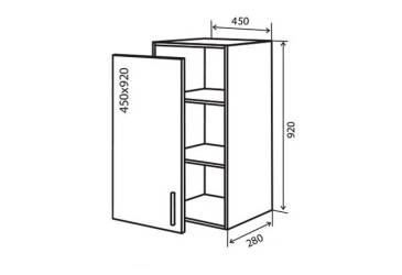 V44 Skříňka 1D 45 Flat