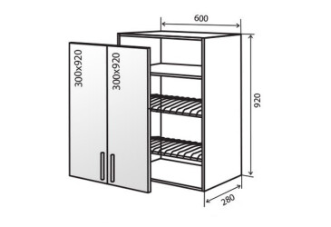 V47 Skříňka 2D 60 Sušák Vitrína Flat