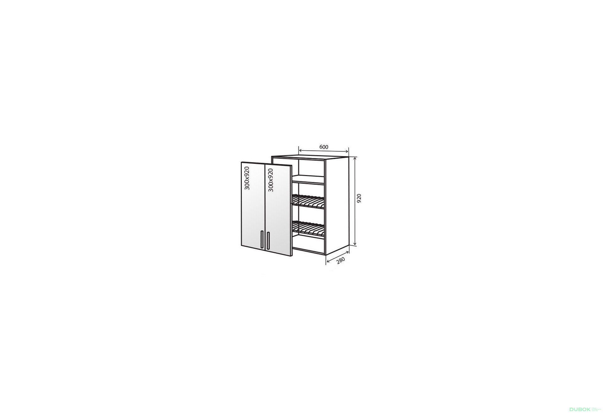 Fotografie 1 - V47 Skříňka 2D 60 Sušák Vitrína Flat