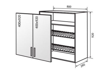 V49 Skříňka 2D 80 Sušák Vitrína Flat