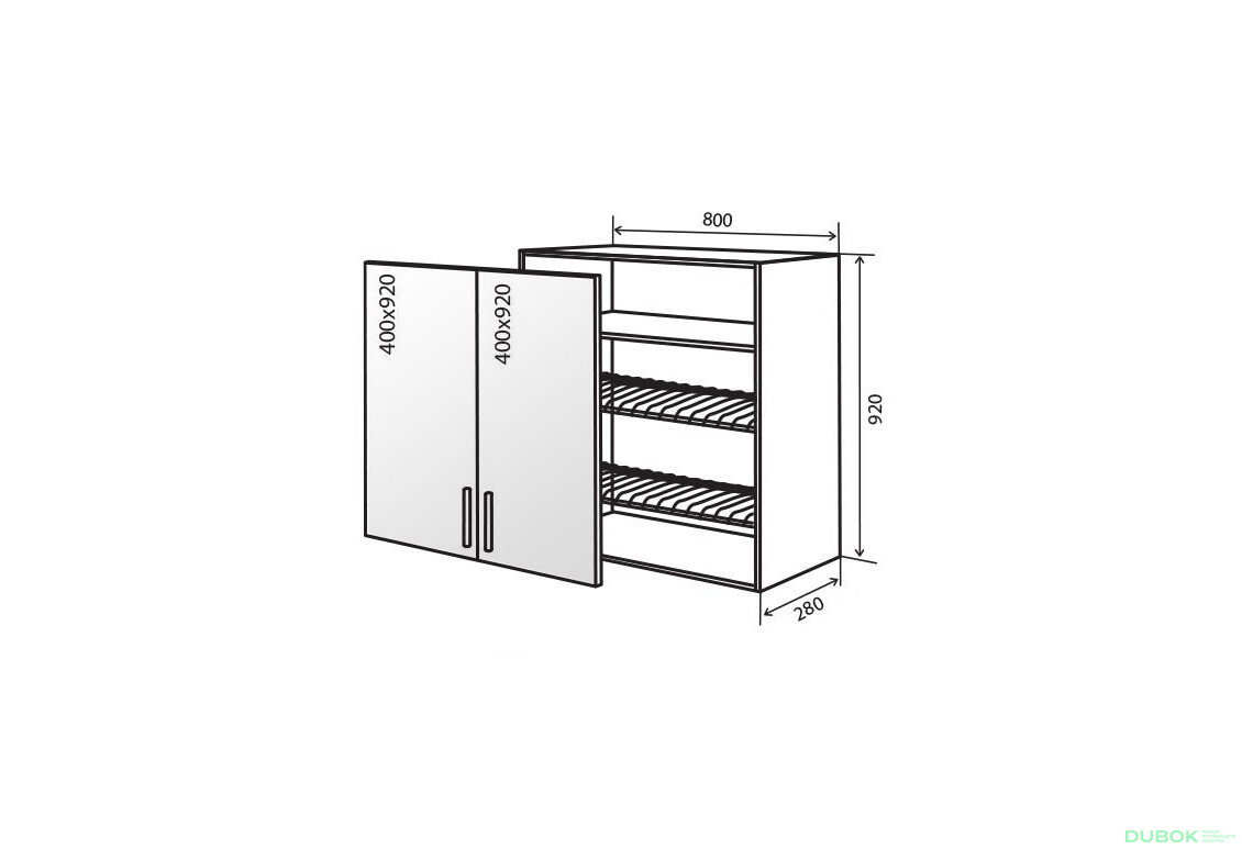 V49 Skříňka 2D 80 Sušák Vitrína Flat
