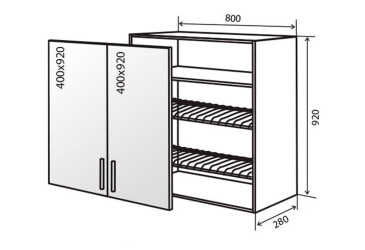 V49 Skříňka 2D 80 Sušák Vitrina AL Flat