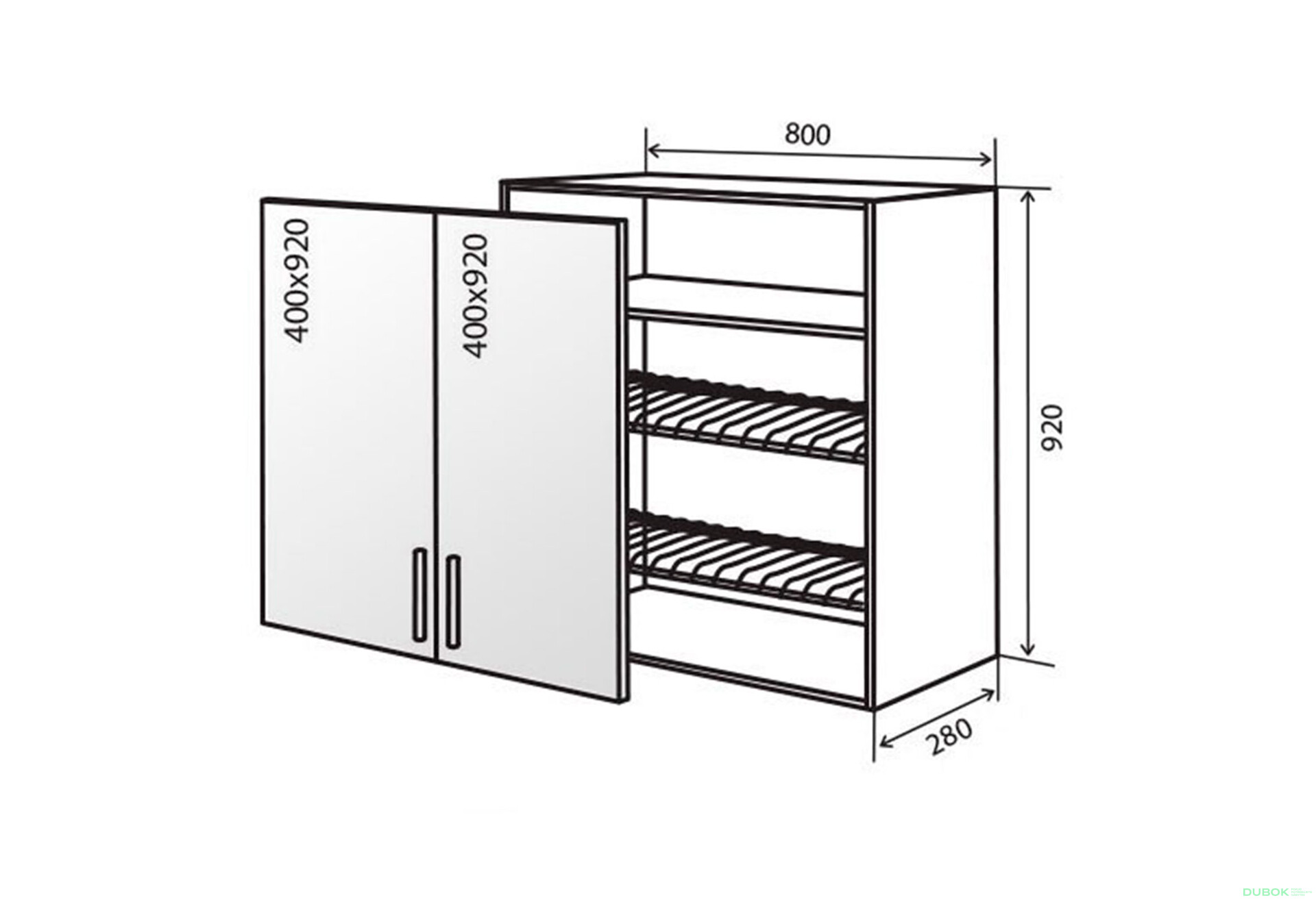 Fotografie 1 - V49 Skříňka 2D 80 Sušák Vitrina AL Flat