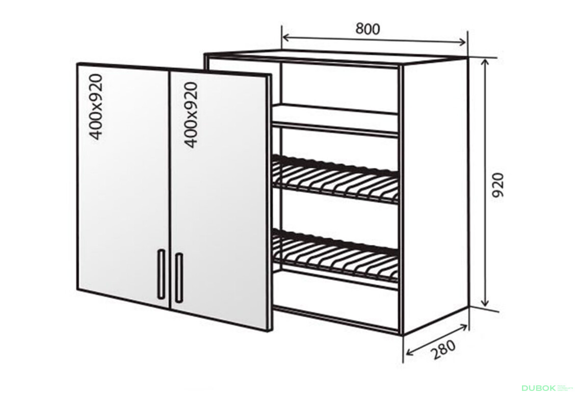 V49 Skříňka 2D 80 Sušák Vitrina AL Flat