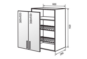 V47 Skříňka 2D 60 Sušák Vitrina AL Flat