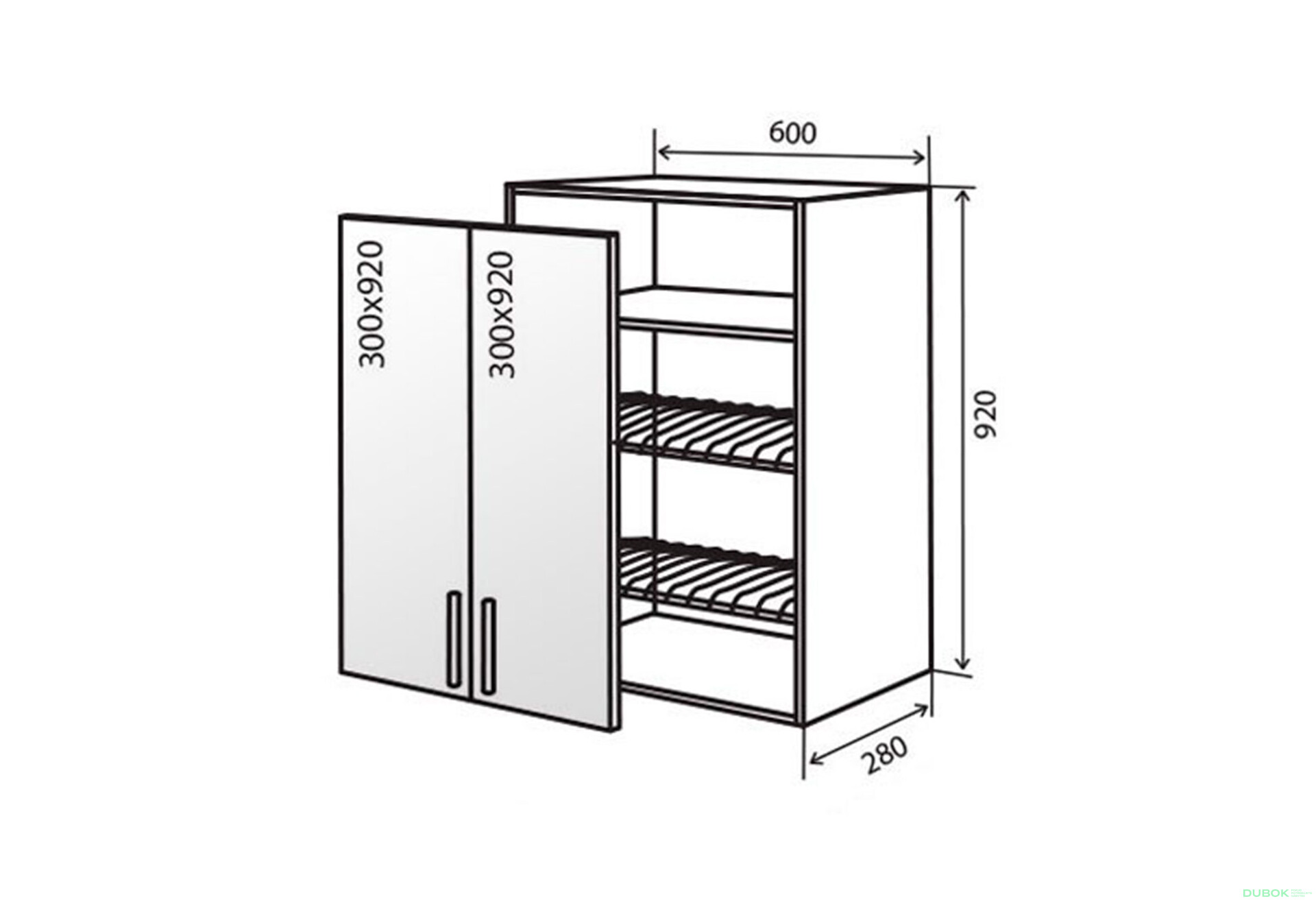 Fotografie 1 - V47 Skříňka 2D 60 Sušák Vitrina AL Flat