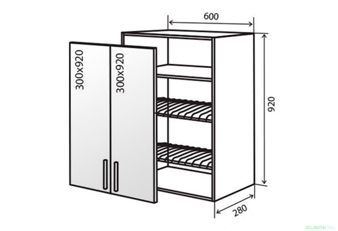 V47 Skříňka 2D 60 Sušák Vitrina AL Flat
