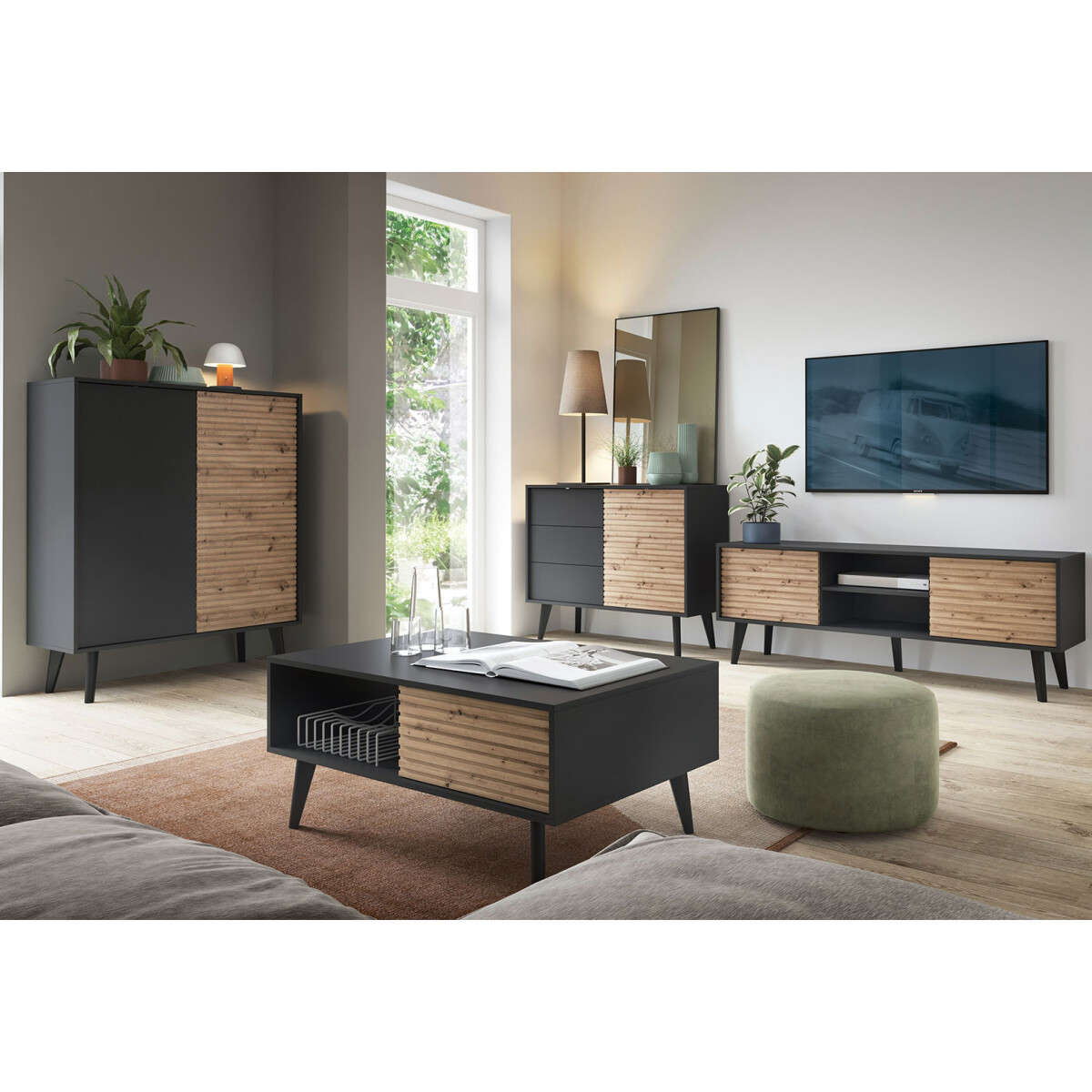

Obývací sestava I dub artisan / černý Willow