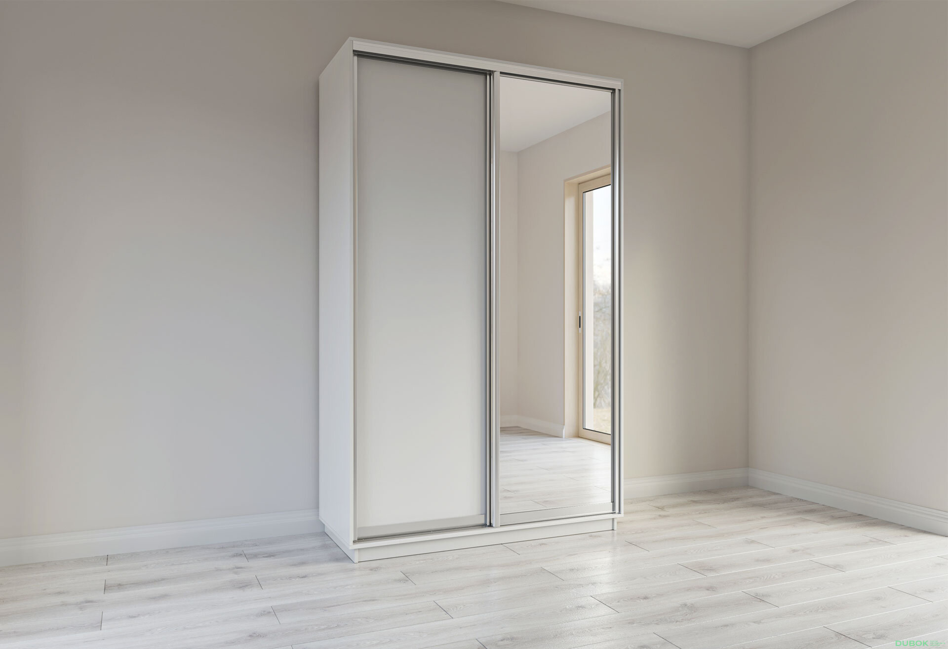 Fotografie 2 - Skříň s posuvnými dveřmi 2200x1400x600 1LTD 1 Zrcadlo nymphea alba, profil stříbrný