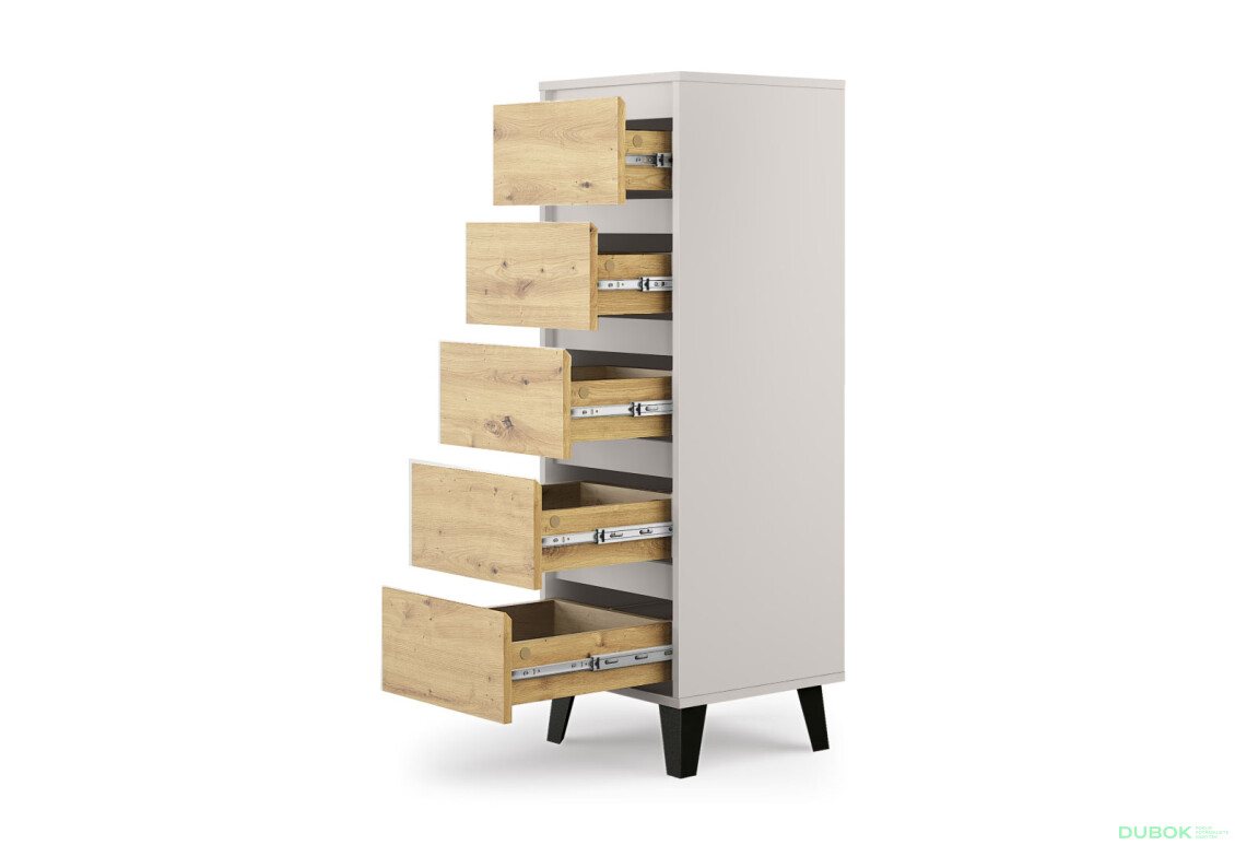 Fotografie 3 - Komoda Borg 5s/40 kašmír / dub artisan