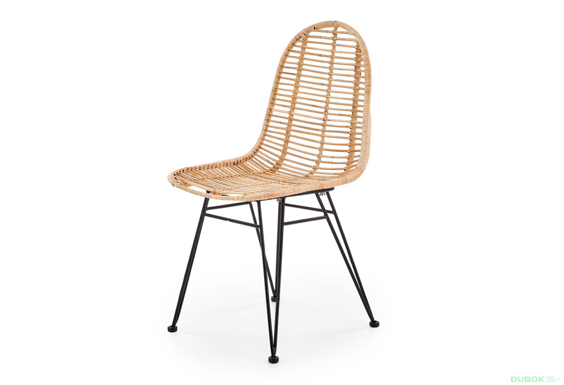 Židle K337 černý kov / přírodní ratan
