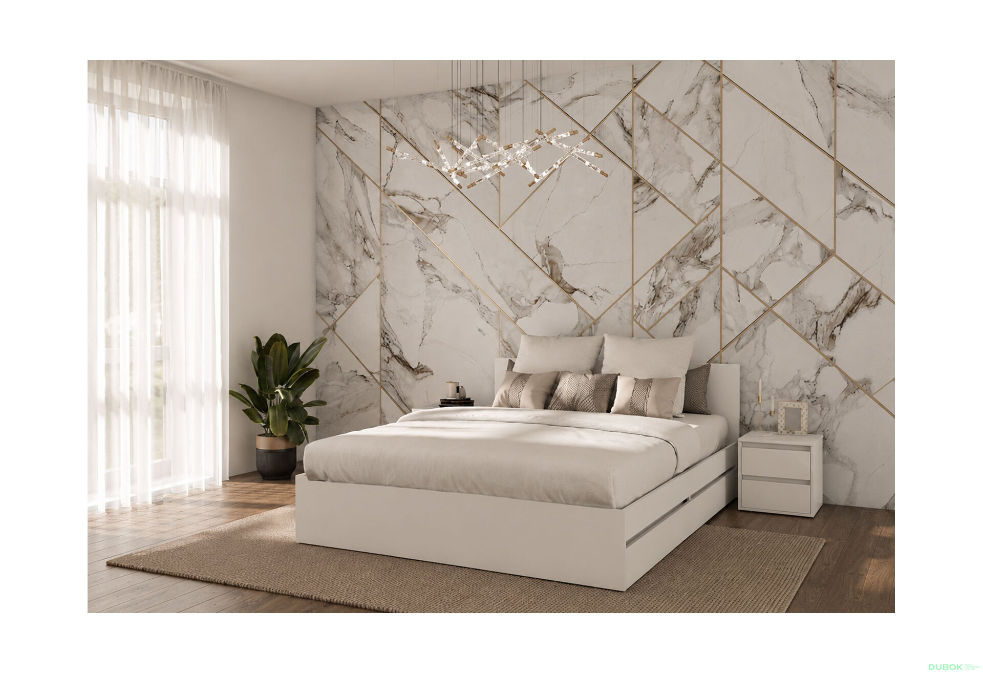 Fotografie 2 - Ložnicová sestava 2D s postelí 160x200 cm, nymfea alba Idea