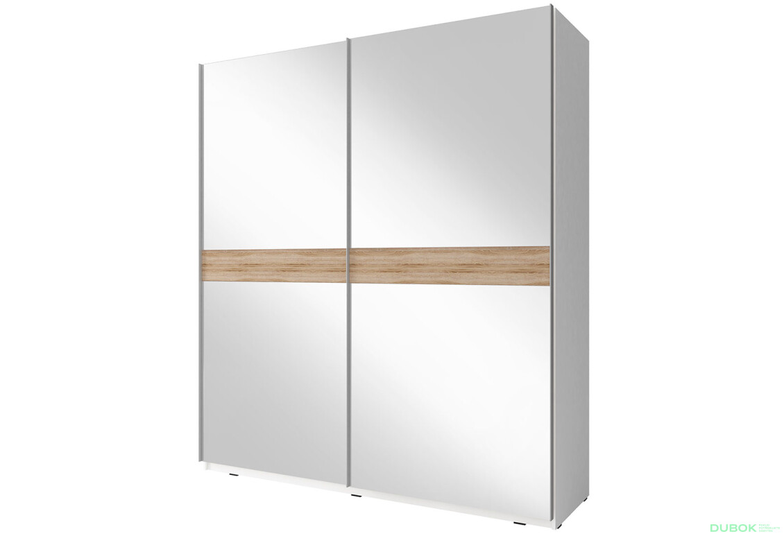 Skříň Mika V 150 bílý / vlnitý sonoma - Fotografie 1 Fotografie 1 - Skříň Mika V 150 bílý / vlnitý sonoma