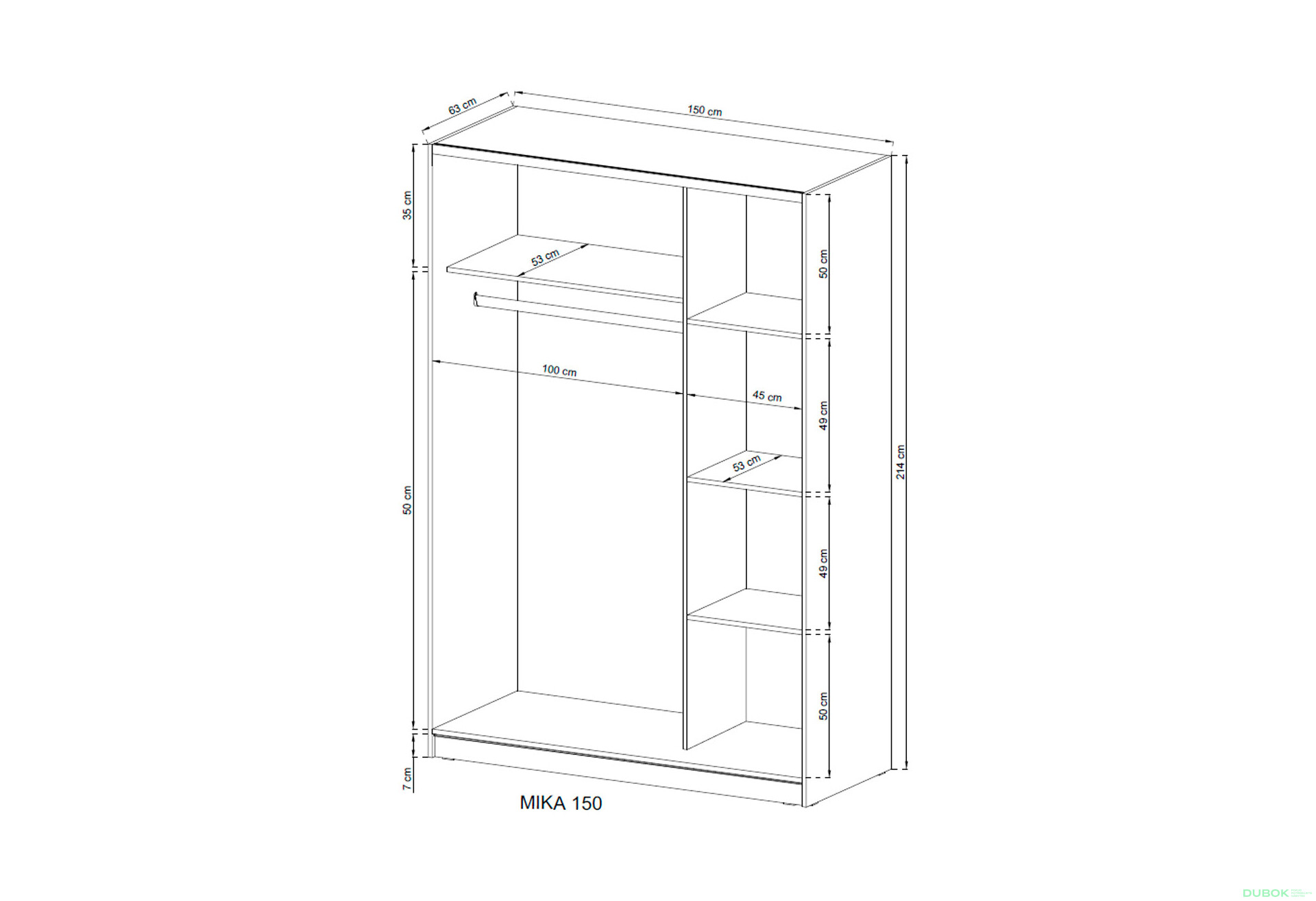 Skříň Mika V 150 bílý / vlnitý sonoma - Fotografie 5 Fotografie 5 - Skříň Mika V 150 bílý / vlnitý sonoma