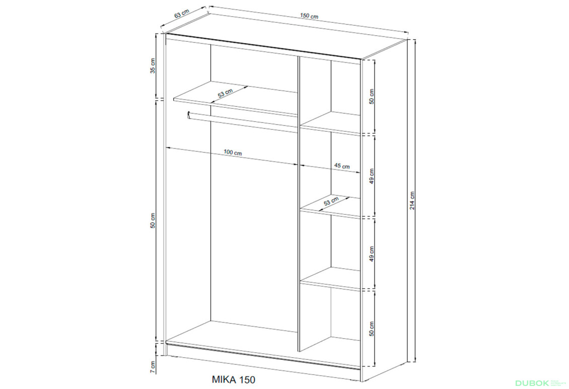 Skříň Mika V 150 bílý / vlnitý sonoma - Fotografie 5 Fotografie 5 - Skříň Mika V 150 bílý / vlnitý sonoma