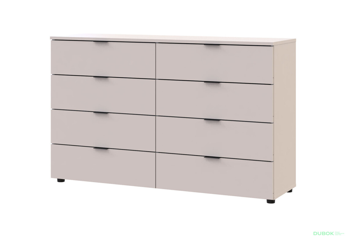 Komoda Ron 8 s 8 zásuvkami 130x38x81 kašmír