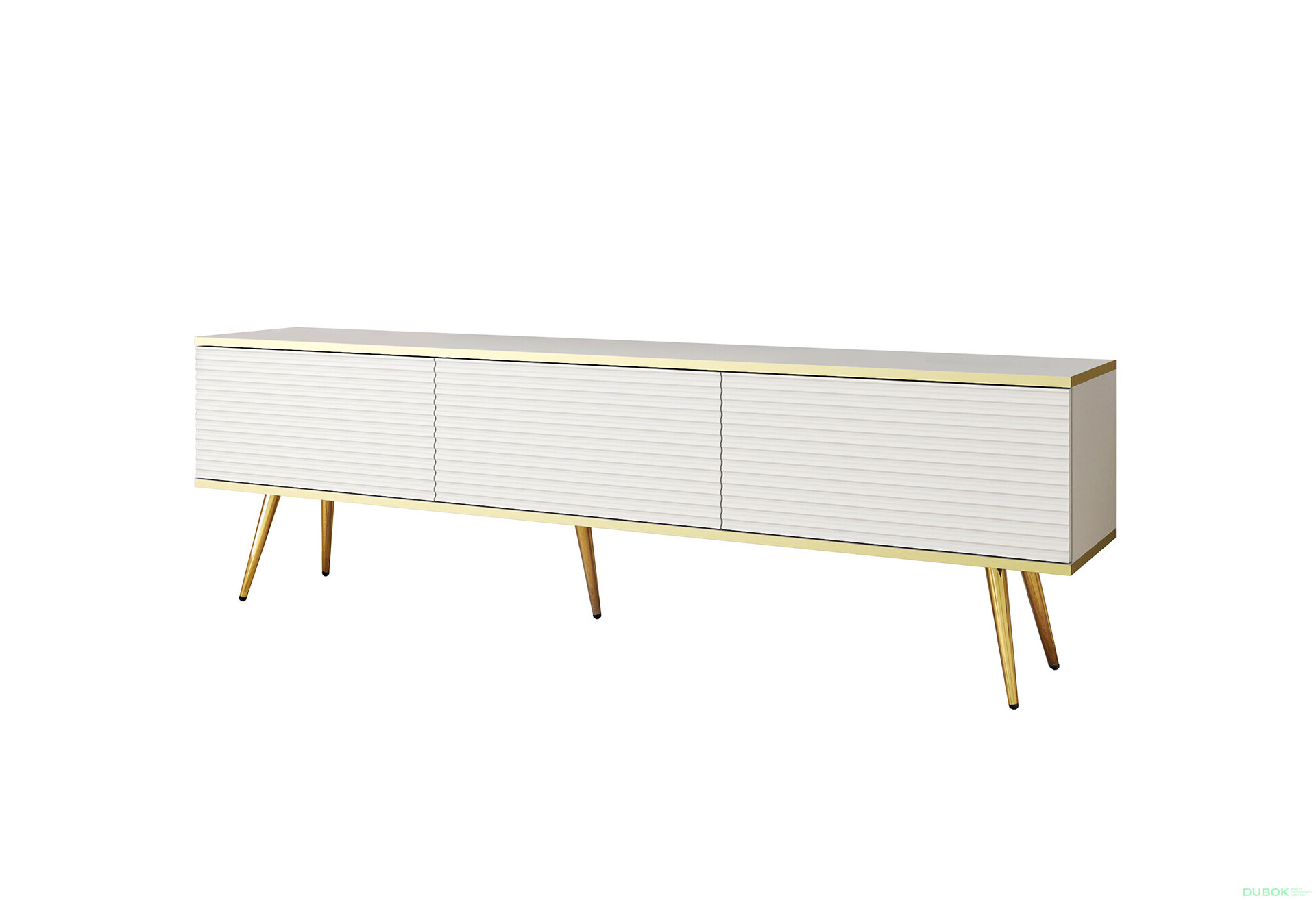 TV stolek RTV 175 MDF bílý, zlaté nohy Oro - Fotografie 1 Fotografie 1 - TV stolek RTV 175 MDF bílý, zlaté nohy Oro