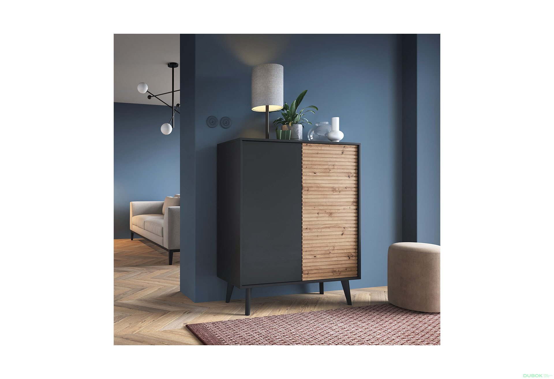 Fotografie 2 - Komoda KD104 dub artisan / černý Willow